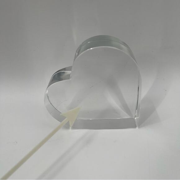 TIFFANY & CO Paperweight Crystal Heart Shaped Authentic with Scratches Luxury - Picture 5 of 12